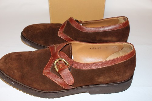 Santoni Brown Suede Strap Loafers Men 11.5, in Original Box. Excellent - Picture 5 of 9