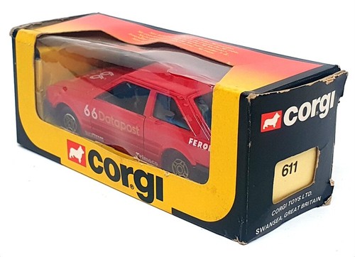 Corgi 11cm Long Diecast 611 - Ford Escort (66 Datapost) - Red - Picture 5 of 5
