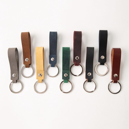 Cow Leather Men Keychain Ring Fashion Classic Vintage Key Fob Car Accessories - Picture 8 of 18