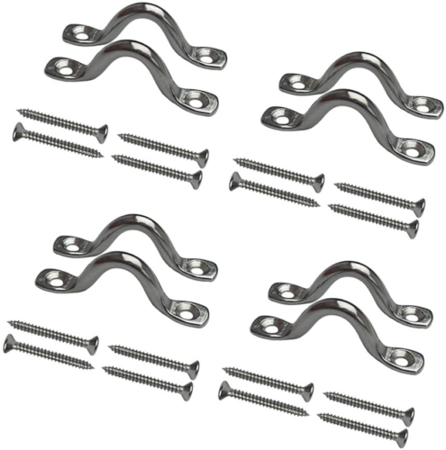 8 Pcs Stainless Steel 3/8" Pad Eye Straps for Bimini Boat Top with 16 Pcs Screws - Picture 7 of 12