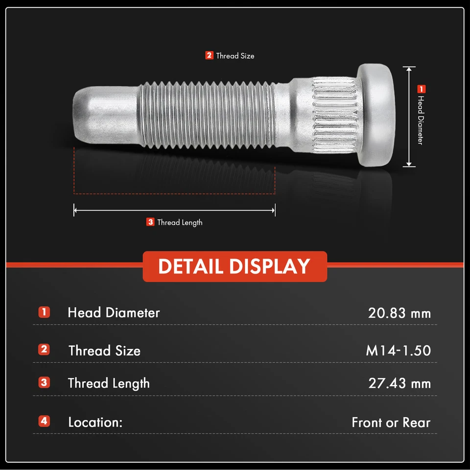 20x Perno de rueda para Chevy Impala Malibu Buick Allure LaCrosse Regal Cadillac GMC Foto 2 de 4