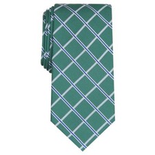 New Mens Club Room Green Mandel Grid Silk Blend Classic Neck Tie Necktie