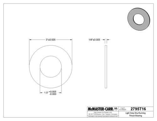 Oilite Light Duty trockenlaufendes Axiallager für 1-1/2" Wellendurchmesser, Acetal - Bild 4 von 4