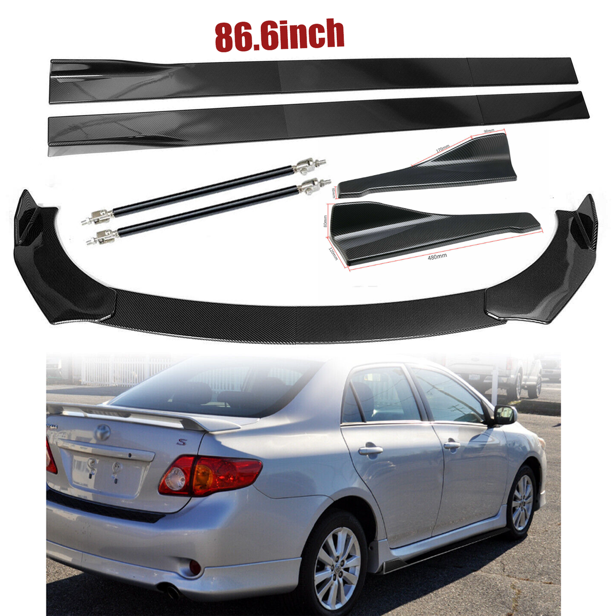 BOYOUS 2pcs ABS Racing Style Rear Side Window Louvers Air