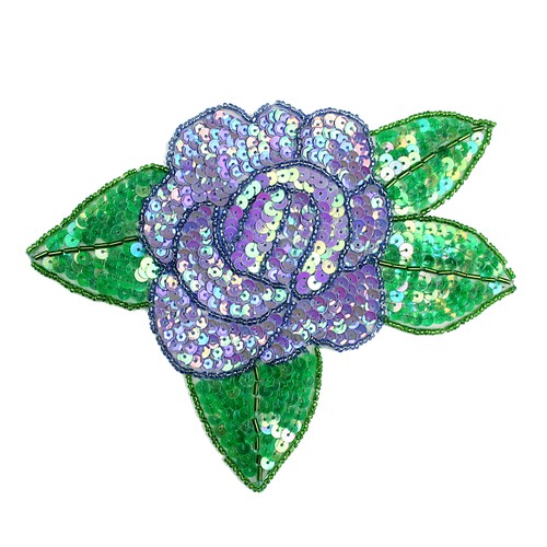 Unotrim Red Pink Purple Orange Yellow Rose Beaded Sequins Sew On Patch Applique - Picture 4 of 6