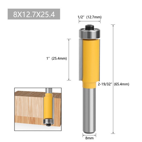 Flush Trim Router Bit Set 8mm Shank Straight Cutter 12.7/25.4/40/50.8/63/76mm - Picture 15 of 22