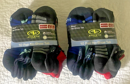Niños Athletic Works 20 Pares No Show Tab Calcetines Talla Mediana M 9-2 1/2 NUEVO