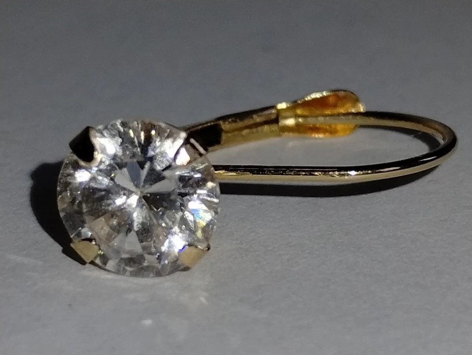 PENDIENTES CZ Diamonique 14kt 0,95 cttw - Palanca trasera - De colección Foto 4 de 4