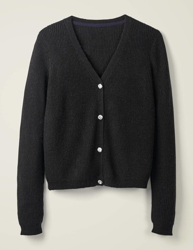BODEN Maggie Strickjacke mit Schmucksteinen SCHWARZ WOLLMIX K0275 BRANDNEU GRÖSSE XS J5 - Bild 3 von 7