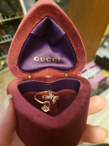 Gucci Butterfly Flora Rose Gold 9.5 Ring Ruby - Picture 3 of 3