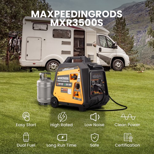 3500 Watt Generators Portable Dual Fuel Gas & LPG Overload Protection USB Outlet - Picture 5 of 10