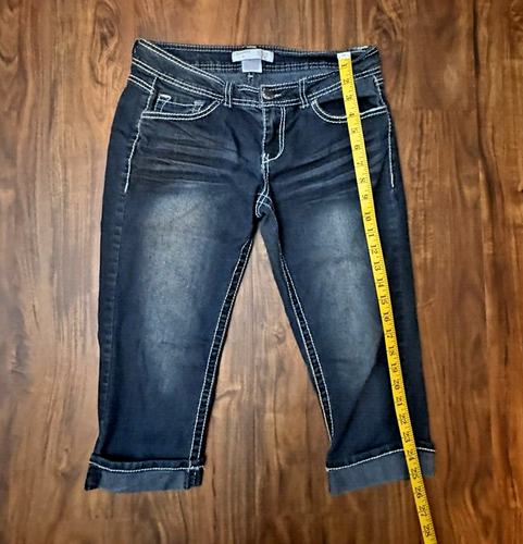 Pedal Pushers Girls Size 9 No Boundaries Dark Blue White Stitching Preowned - Picture 4 of 7