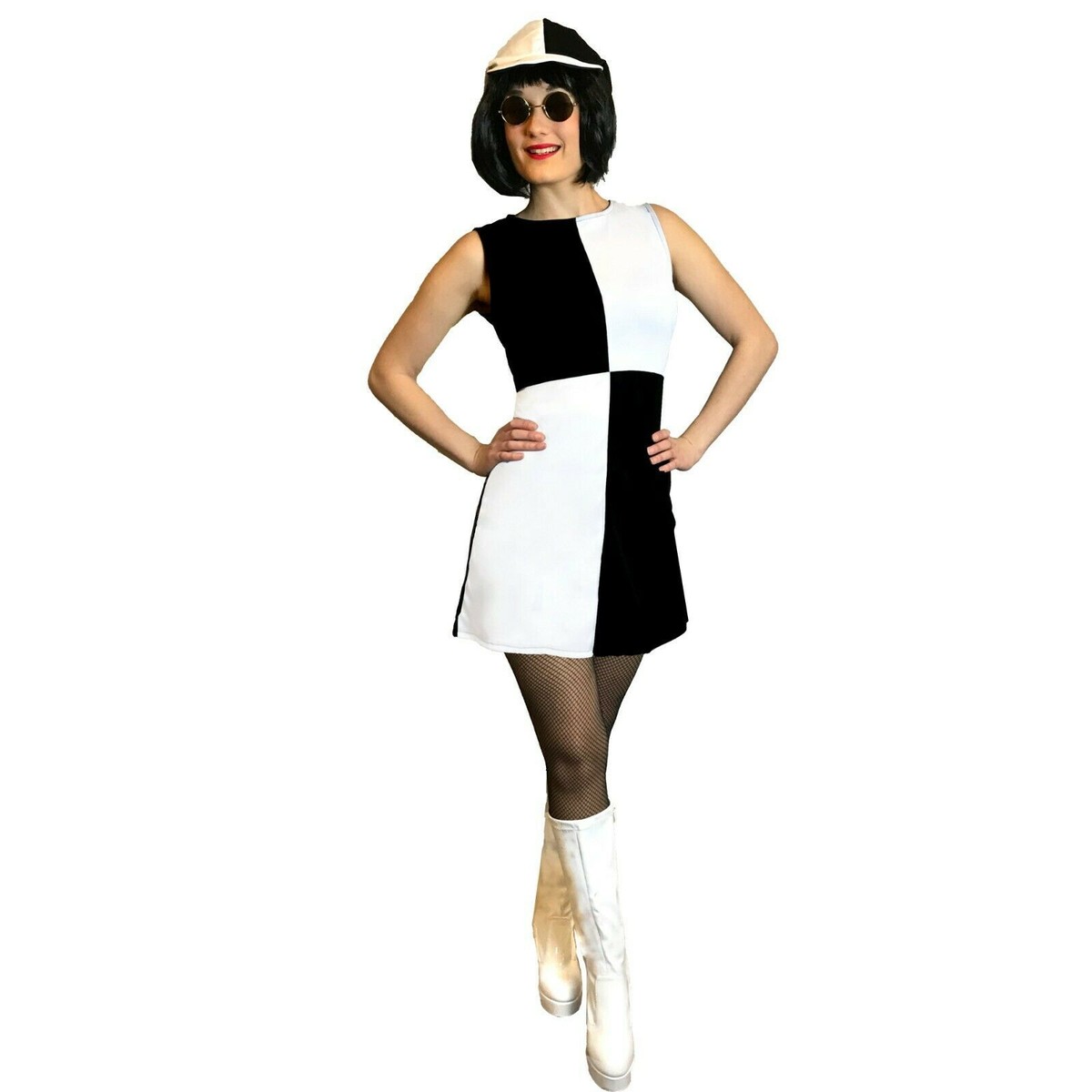 Ladies Mod Girl Costume 60s 70s Go Go Womens Swinging Sixties Fancy Dress