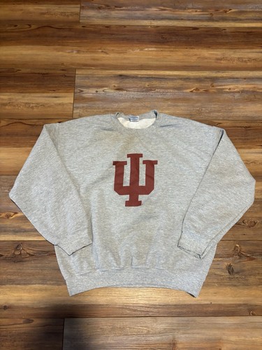 Vintage Y2K Indiana University Hoosiers Grey Crewneck Sweatshirt Size Large - Picture 1 of 6