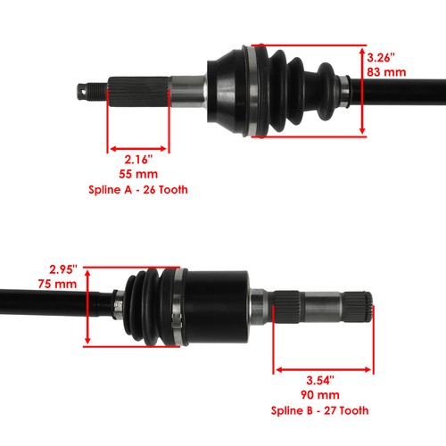 Rear LH/RH CV Axle for Polaris Ranger 700 500 4X4 EFI 07-09 / 800 6X6 EFI 10-16 - Picture 5 of 7