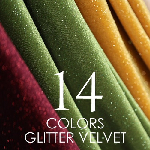 14 Colors Glitter Velvet Fabric 4 way stretch By the Yard - Picture 1 of 24