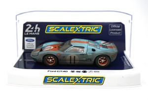Scalextric-C4106-Ford-GT40-Gulf-11-Weathered-24-Hours-Le-Mans-039-68-1-32-Slot-Car