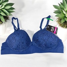 Maidenform Pure Comfort Soft Support WireFree Bra Size Large Blue DM2314
