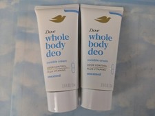 LOT 2 DOVE WHOLE BODY DEODORANT INVISIBLE CREAM UNSCENTED 2.5 FL OZ