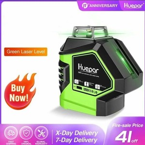 Green Beam Laser Level with 2 Plumb Dots Self-Leveling 360 3D Rotary Cross Line//