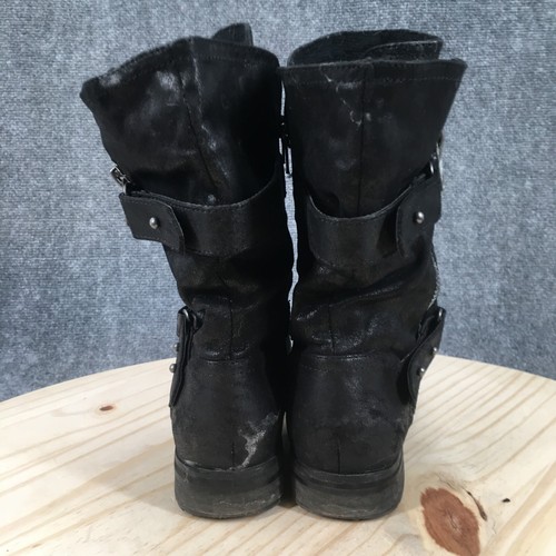 Lane Bryant Boots Womens 9 W Dream Cloud Moto Side Zip Bootie Black Faux Leather - Picture 10 of 17