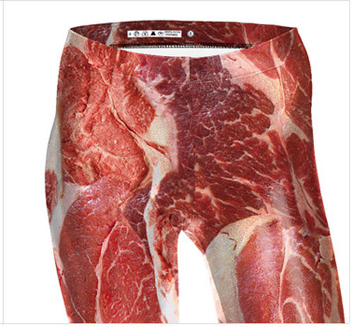Womens Muscle Beef Steak Printed Yoga Pencil Pants Gym Leggings Fitness Trousers - Picture 7 of 10