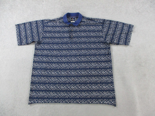 VINTAGE Callaway Poloshirt Herren groß blau geometrisch Italien hergestellt dünne Baumwolle 80er Jahre