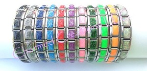 9mm-Italian-Charm-Starter-Bracelet-Glitter-Band-Stainless-Modular-Links-Shimmer