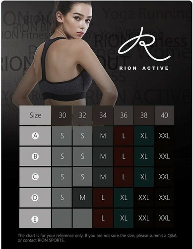 RION Activewear Women's Medium Sports Bra Black & Gray Racerback Removable Pads - Picture 7 of 7