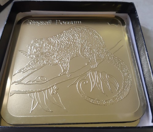 Riga Gold Australian Animal Etched Drinks Anodised Coasters Boxed Vintage 80/90s - Bild 5 von 8
