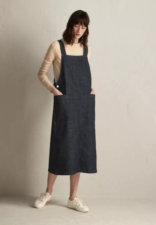 TOAST Pinafore Dress Indigo Denim Size 14