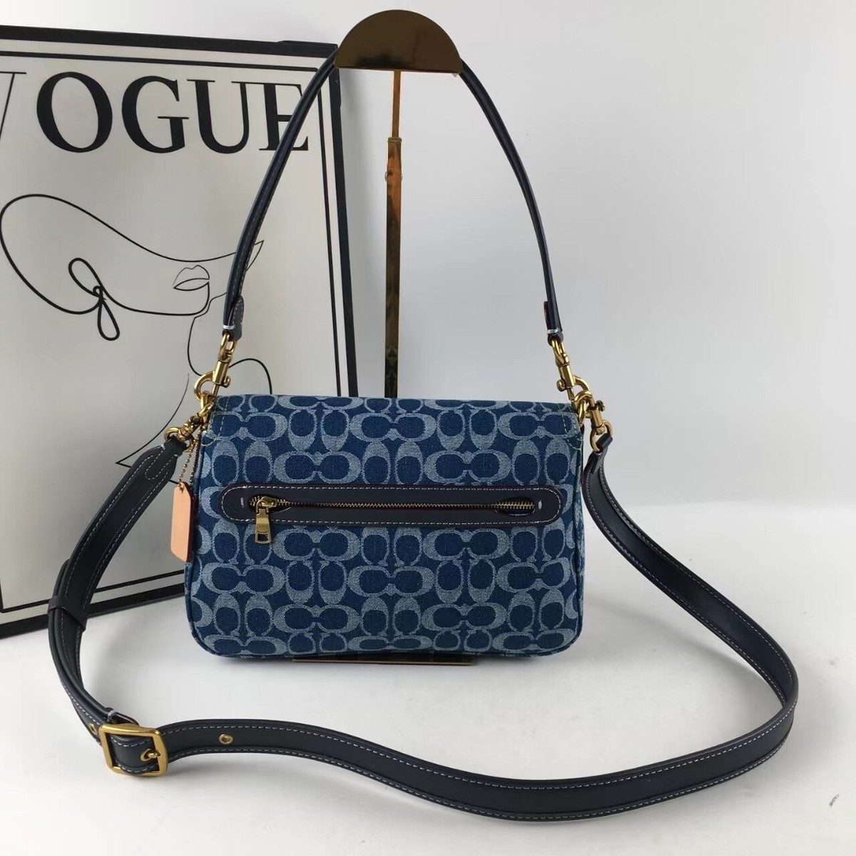 バッグ Coach Denim Tonal Signature Satchel Bag Coach Denim Exterior Satchel/Top Handle Bag Handbags & Bags