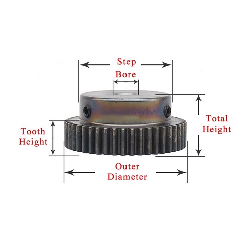 1 Mod 44-47 Teeth Spur Gear Transmission Gear With Step 45# Steel Motor Gears - Picture 3 of 6