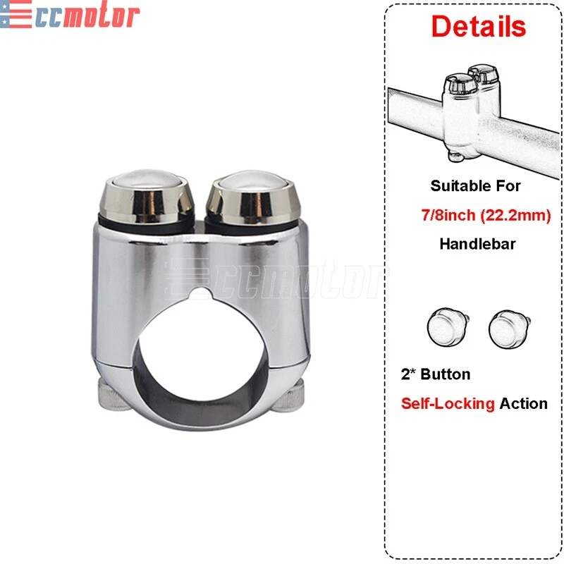 Universal Motorcycle Handlebar Switch Turn Signal Self Latch Button Fit 7/8" Bar - Image 3 of 4