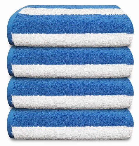 CABANA STRIPED BEACH TOWELS 30x60" 100% COTTON THICK PLUSH MANY COLORS AVAILABLE - Picture 6 of 9