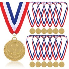 12 Pieces Gold Medals for Awards - Winner Medal Metal with Neck Ribbon Prizes...