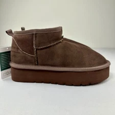 Web & Morden Platform Mini Ankle Snow Boots Women's Size 6 Chocolate Brown