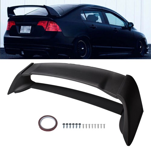 Alerón trasero negro para Honda Civic 06-11 estilo Mugen 4 puertas plástico 4 piezas - Imagen 3 de 10