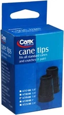 Carex Black Cane Tips Replacement 7/8", 1 Pair of 2 Count (FGA719-00 )