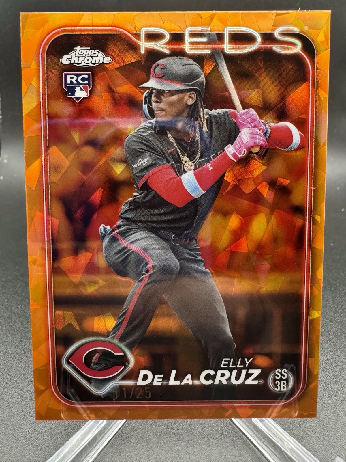 2024 Topps Chrome Sapphire Elly De La Cruz #141 Rookie Orange Refractor /25 Reds