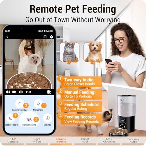 Automatic Cat Feeder with 2K HD Camera: 5G WiFi Automatic Dog Feeder with - Picture 4 of 7