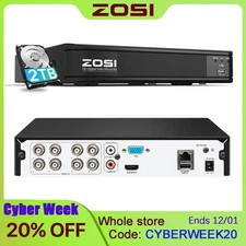 ZOSI CCTV H.265+ 5MP Lite 4-in-1 DVR Home Surveillance 0-2TB For Security Camera