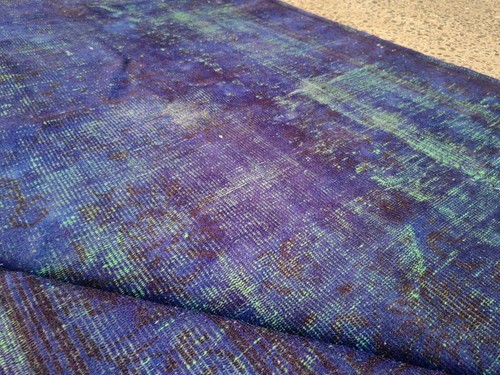 Vintage Overdyed Rug 5.2x8.7 ft | Turkish Handmade Purple Green Wool Carpet - Picture 12 of 14