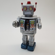 VTG Horikawa Star Strider Tin Robot Silver Japan 1960s Battery Op Parts/Repair