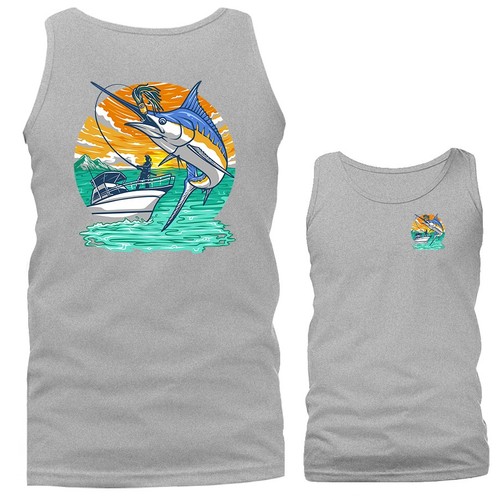 Marlin Strike Open Water Battle Fishing Outdoor Sports Tank Top - Picture 10 of 11