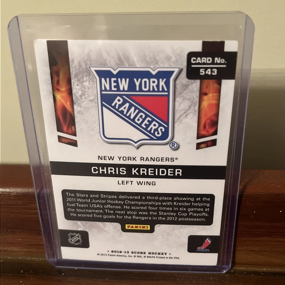 2012-13 Score/Panini Hot Rookies Chris Kreider #543 RC - New York Rangers - Image 2 of 2