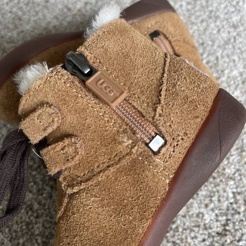 Ugg Toddler Payten Suede Chestnut Brown Boots Size 6 Zipper Closure Cozy Baby - Picture 5 of 7