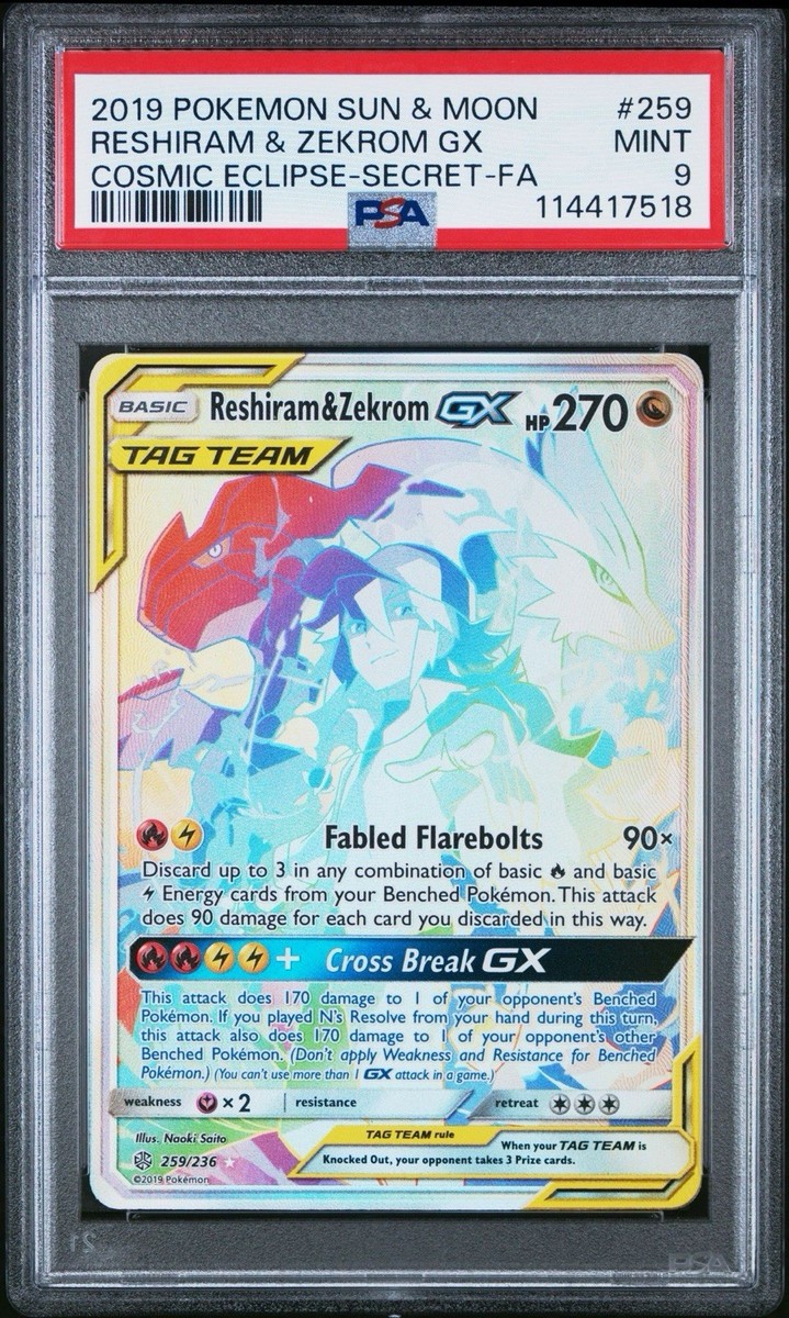 Reshiram & Zekrom GX (Secret) 259/236 Sm-Cosmic Eclipse Holo