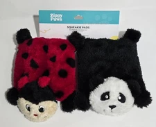ZippyPaws 2-Pack SQUEAKIE PADS  Ladybug 🐞 & Panda  🐼  Dog Toy With Squeakers
