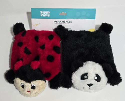 ZippyPaws 2-Pack SQUEAKIE PADS  Ladybug 🐞 & Panda  🐼  Dog Toy With Squeakers - Picture 1 of 2
